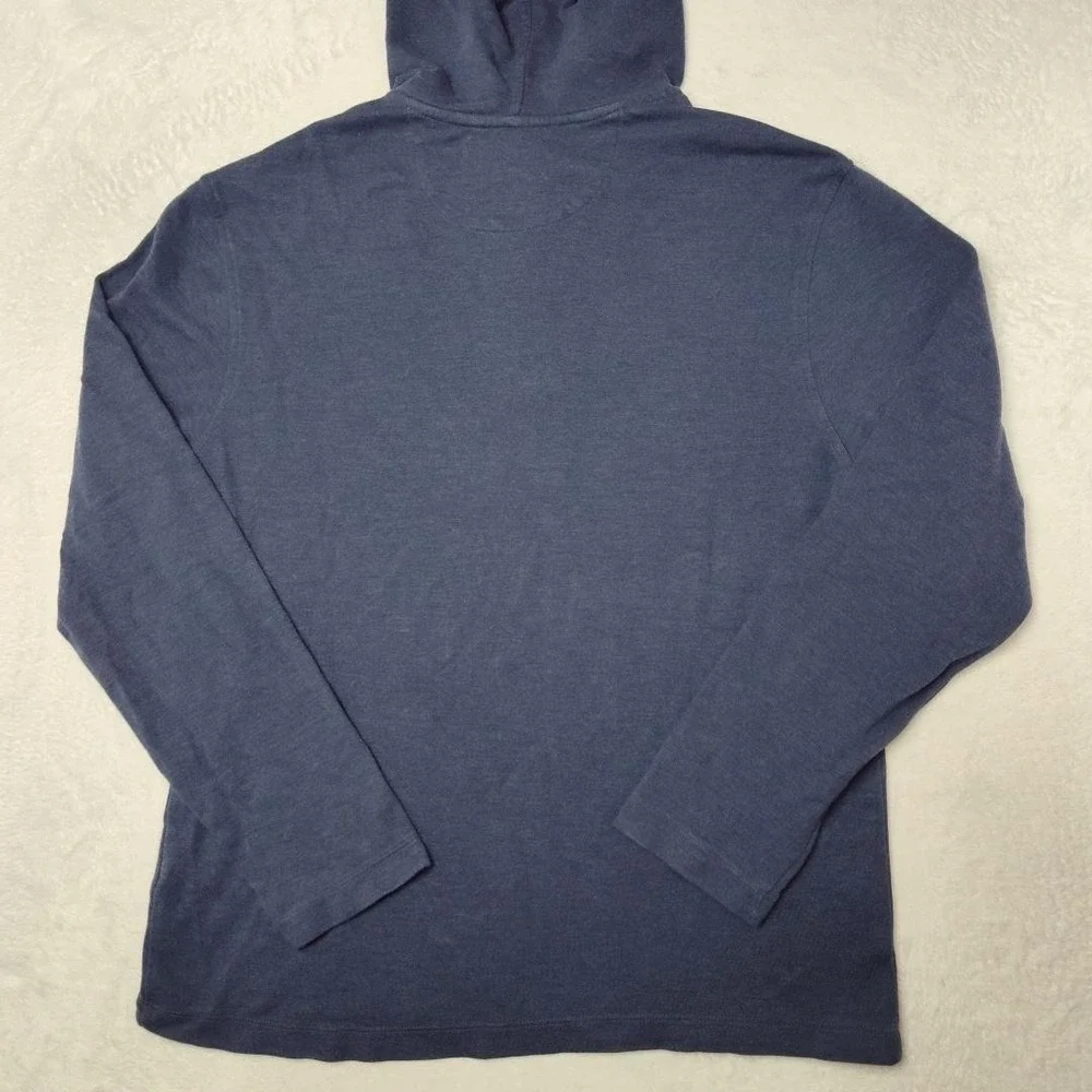 Mizzen+Main Hoodie Mens Medium Blue Henley Pullover Hooded Button 1P0-0408 - Picture 4 of 10